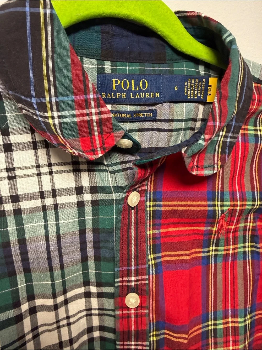 Polo Ralph Lauren sz 6 Plaid cotton fun shirt dress red green